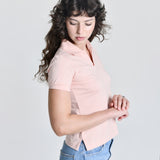 Camisa Feminina Gola Polo Elisabeth Rosa