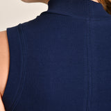 Regata Feminina Canelada Gola Alta Lilian Azul