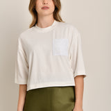 Camiseta Cropped com Tricot Samara Off