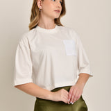 Camiseta Cropped com Tricot Samara Off