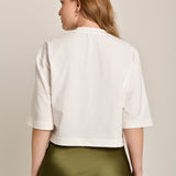 Camiseta Cropped com Tricot Samara Off