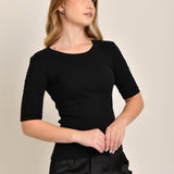 Blusa Feminina 3/4 Canelada Roberta Preto