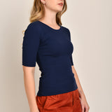 Blusa Feminina 3/4 Canelada Roberta Azul