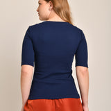 Blusa Feminina 3/4 Canelada Roberta Azul